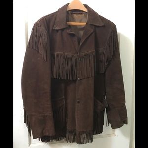 Vintage Authentic Joo Kay Mens M/L Suede Tassel Jacket Coat